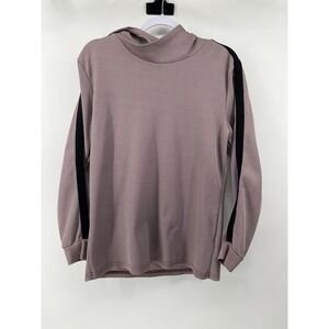 Amongst Others Mens Waffle Knit Hoodie Mauve Black Stripe Sleeve Size M Pullover